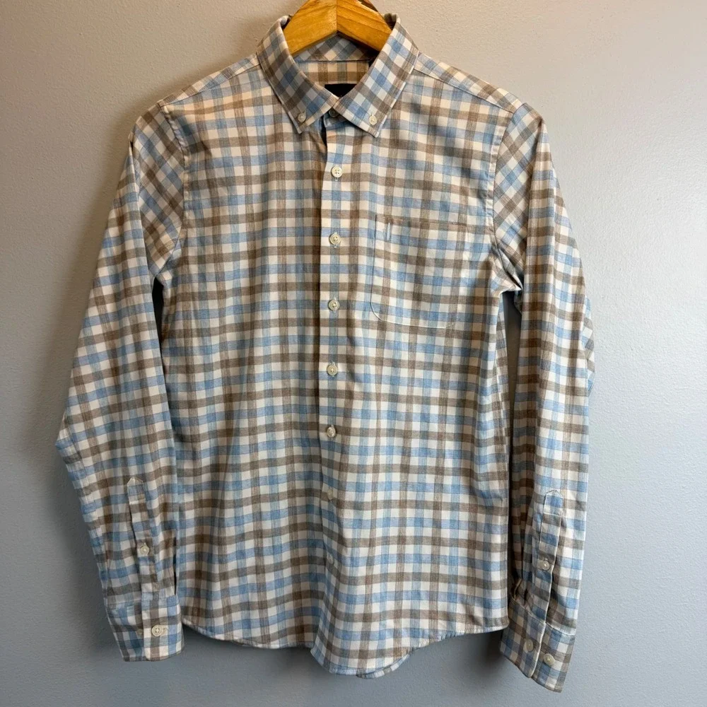 Johnnie-O Boys McArthur Performance Check Button Down Shirt Blue Bamboo Size 14